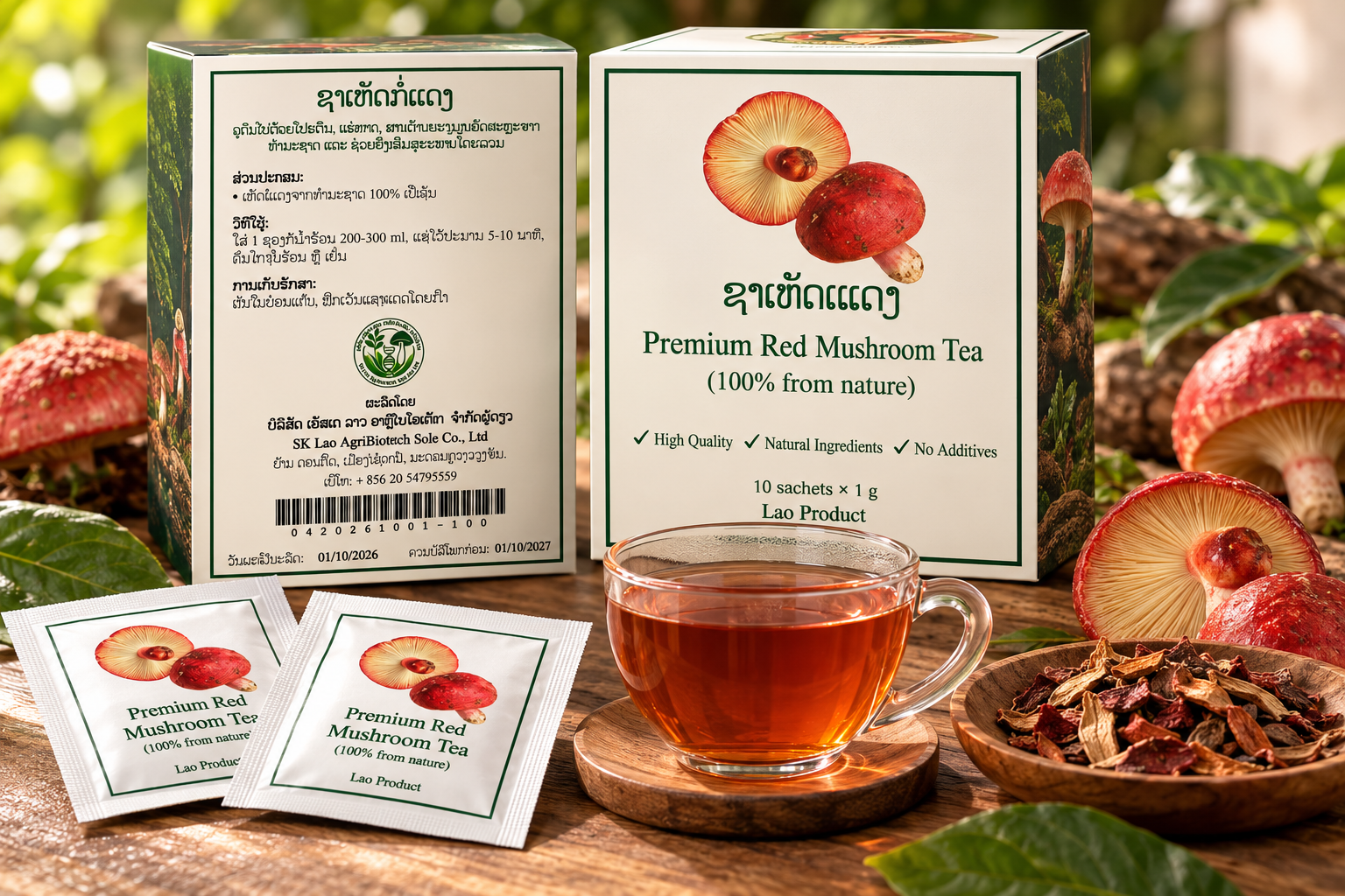 Premium Red Mushroom Tea product sample